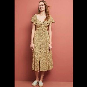 Anthropologie Leopard Midi Dress